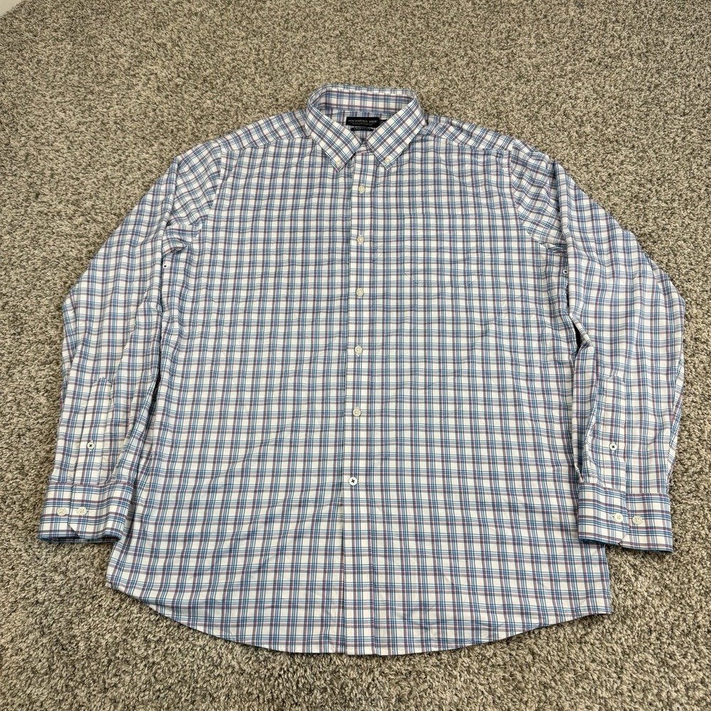 Southern Tide Shirt Mens XL Blue Charleston Performance Button Up Brrr Stretch